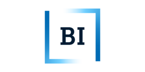 Handelshøyskolen BIs logo: En blå ramme med teksten "BI" inni.