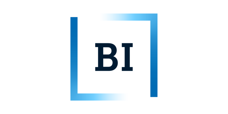 Handelshøyskolen BIs logo: En blå ramme med teksten "BI" inni.